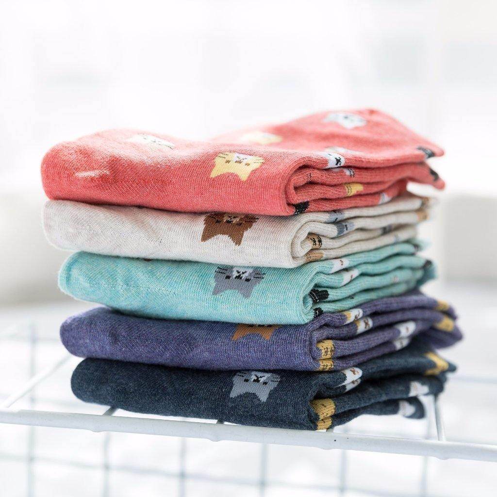 CAT FACE PATTERN WOMEN'S ANKLE SOCKS