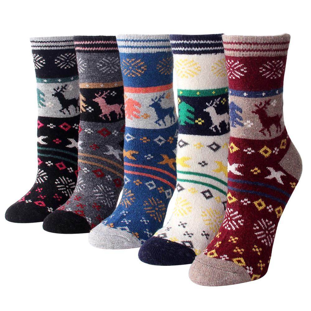 CHRISTMAS REINDEER COLORFUL WOOL SOCKS