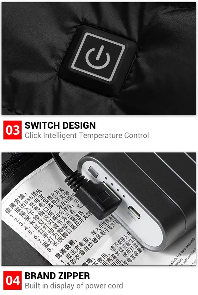 23 Zones Warm Heated Jackets Coats with Hood  for Men Women