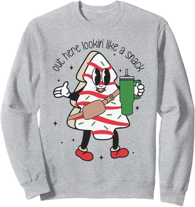 Winter Women's Long Sleeve Crew Neck Christmas Graphic Sweatshirt