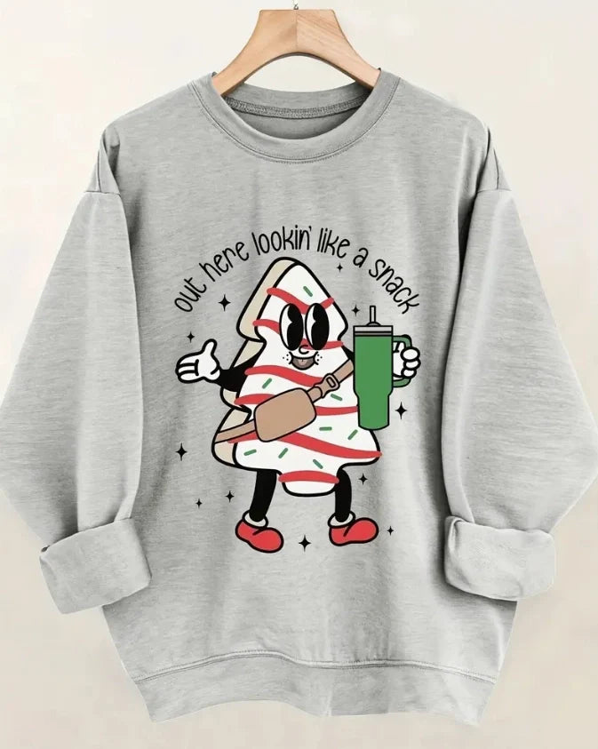 Winter Women's Long Sleeve Crew Neck Christmas Graphic Sweatshirt