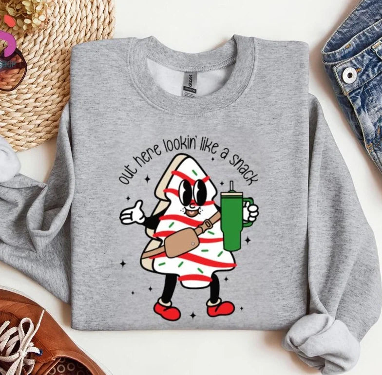 Winter Women's Long Sleeve Crew Neck Christmas Graphic Sweatshirt