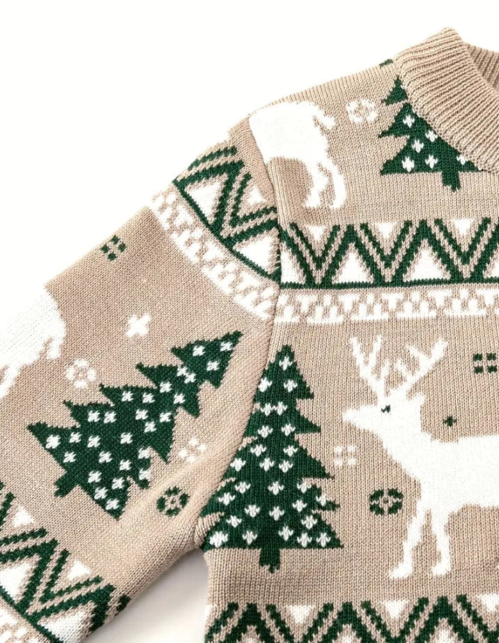 Christmas Sweater for Boys Girls Snowflake Reindeer Knit Shirt Fall Winter Crewneck Sweater