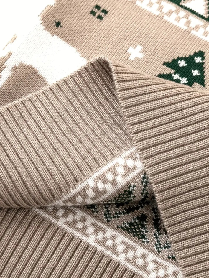 Christmas Sweater for Boys Girls Snowflake Reindeer Knit Shirt Fall Winter Crewneck Sweater