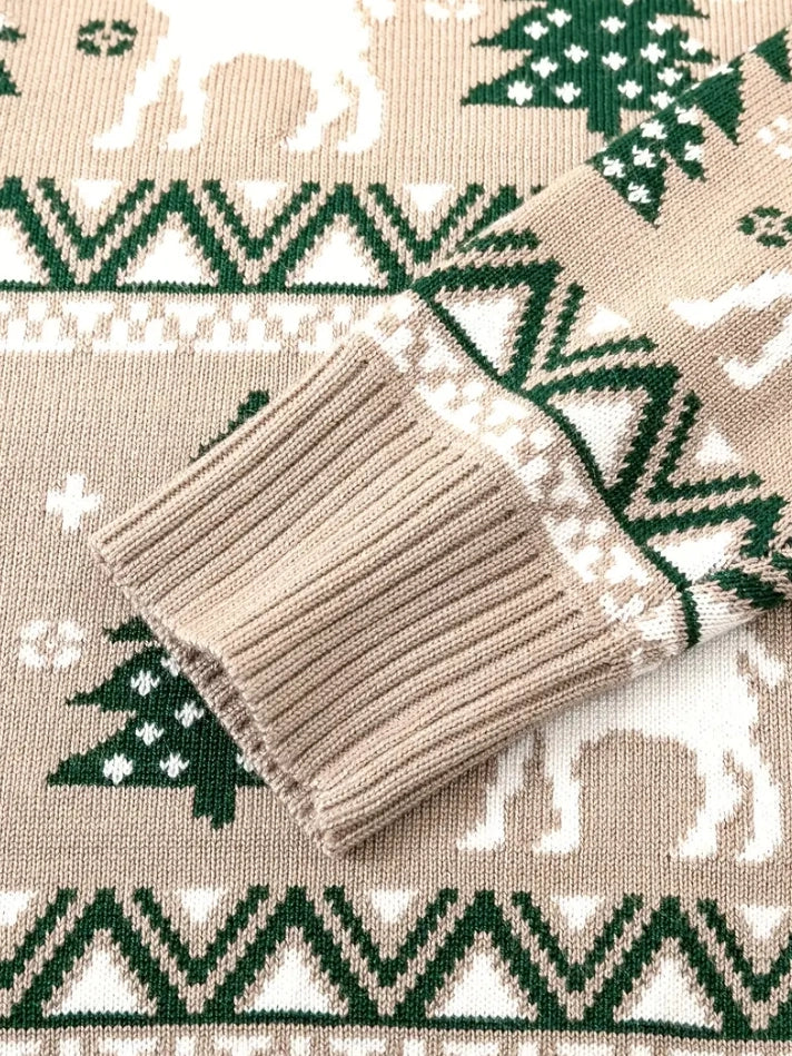 Christmas Sweater for Boys Girls Snowflake Reindeer Knit Shirt Fall Winter Crewneck Sweater