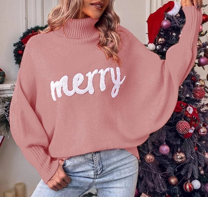 Winter Warm Christmas Sweater Knitted Women Turtleneck Sweater Loose Pullover