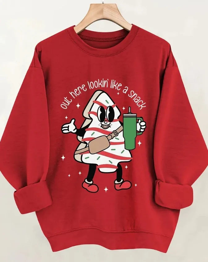 Winter Women's Long Sleeve Crew Neck Christmas Graphic Sweatshirt