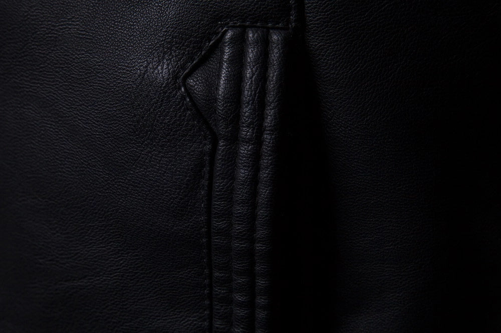 Men's Leather Jacket Slim-Fit Collar PU Leather Jacket Coat