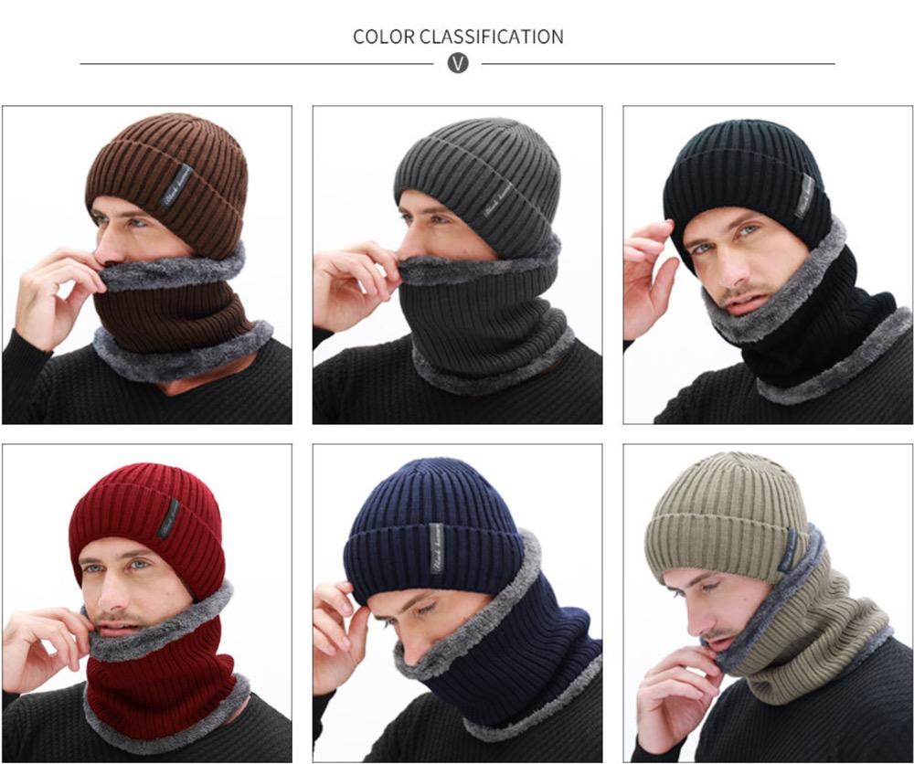 Men's Winter Beanies Scarf Knitted Hat