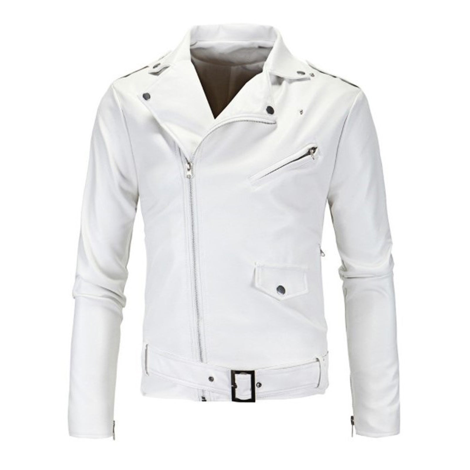 Jacket Turn-down Collar Solid Color Slim Long Sleeve Male Coat