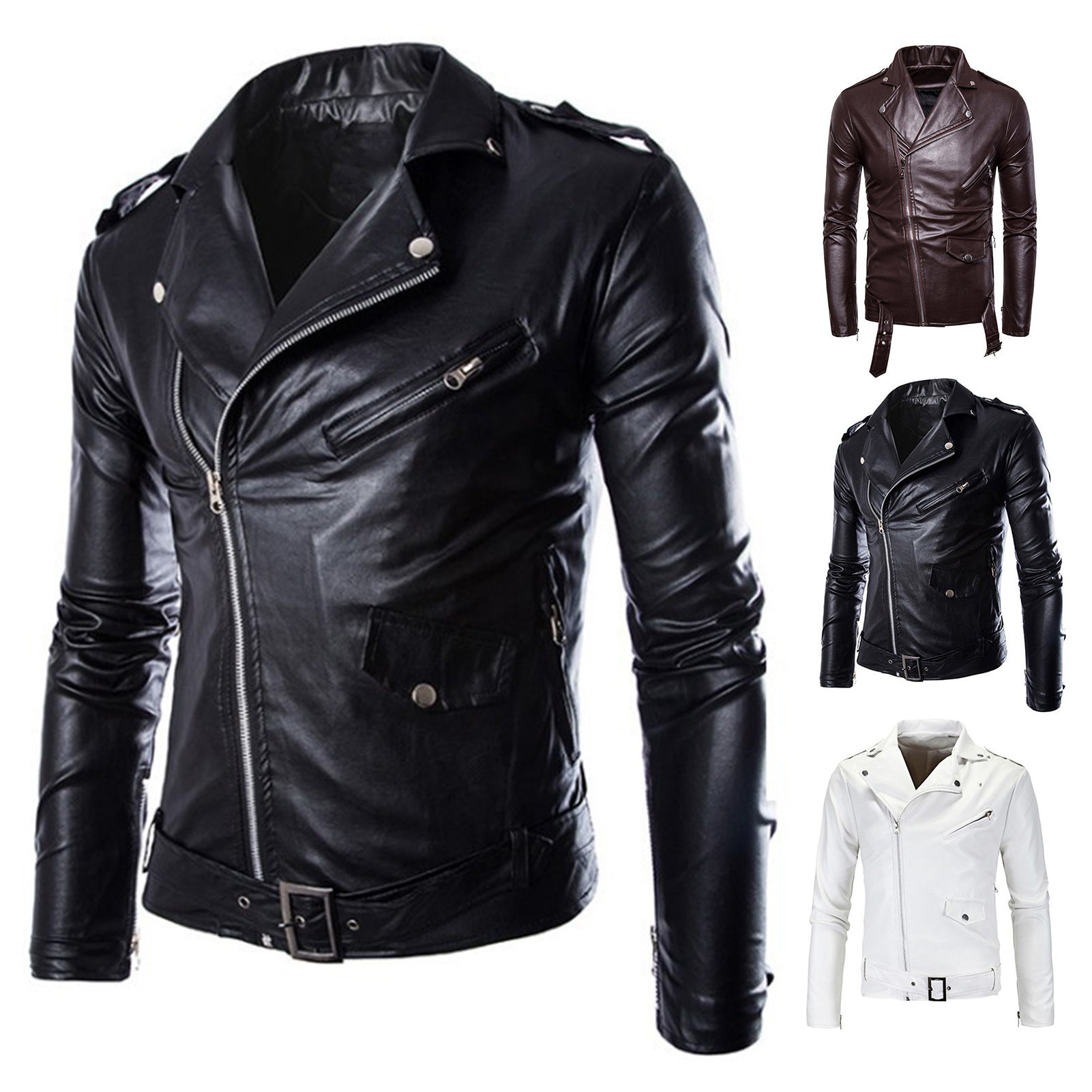 Jacket Turn-down Collar Solid Color Slim Long Sleeve Male Coat