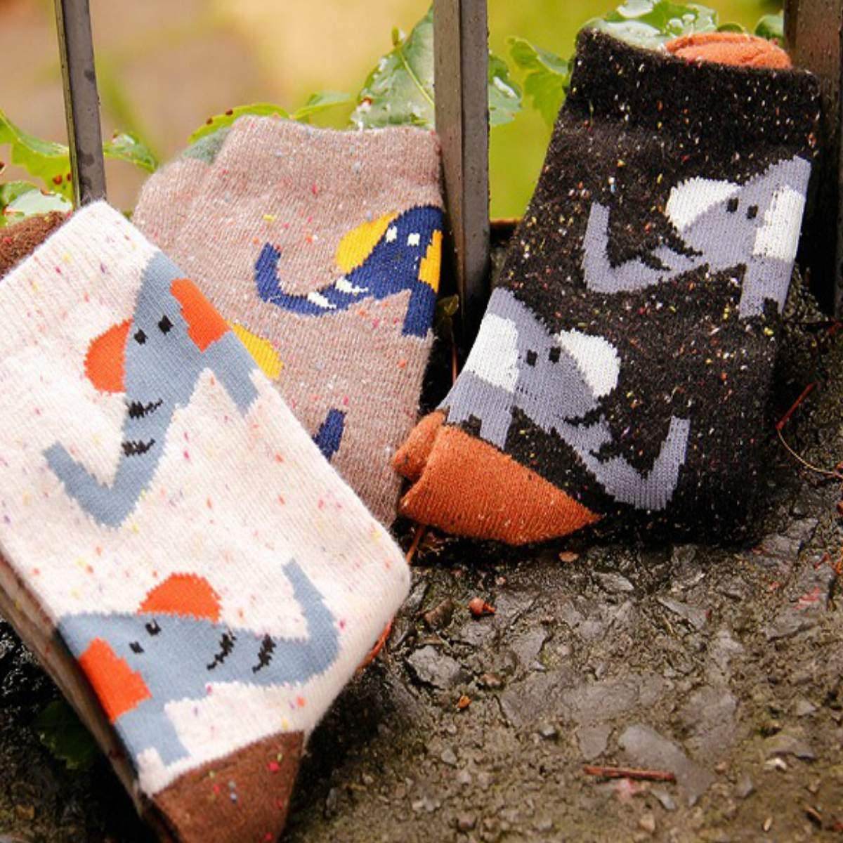 FOREST ELEPHANT LIGHTWEIGHT WOOL BLEND SOCKS