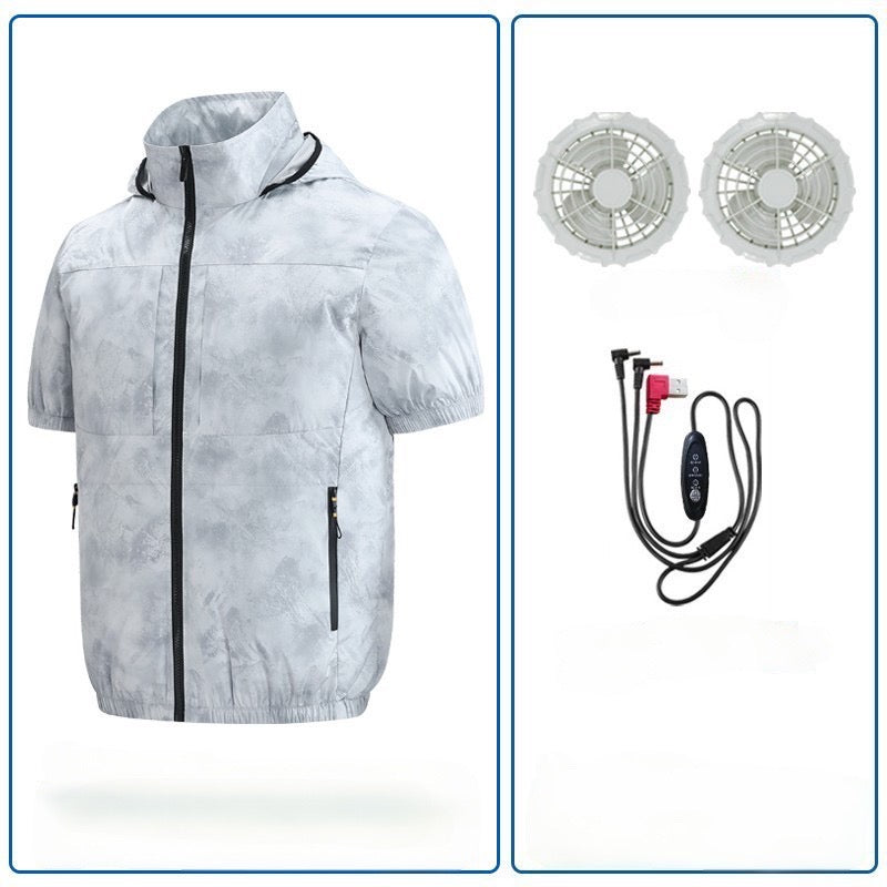 Summer outdoor heat-proof cooling fan clothing and fishing clothing