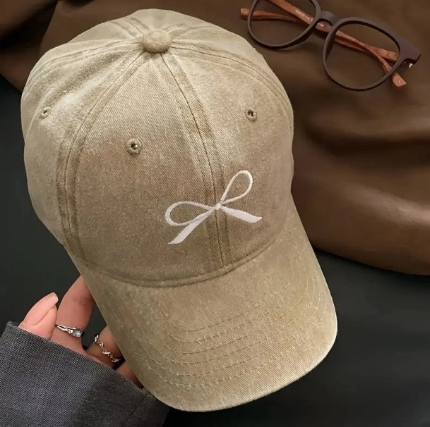 Women Embroidered Bow Baseball Hat