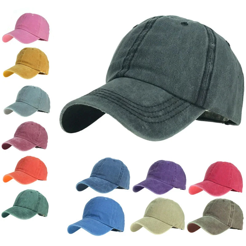 Unisex Cap Plain Colour Washed Cotton Baseball Cap