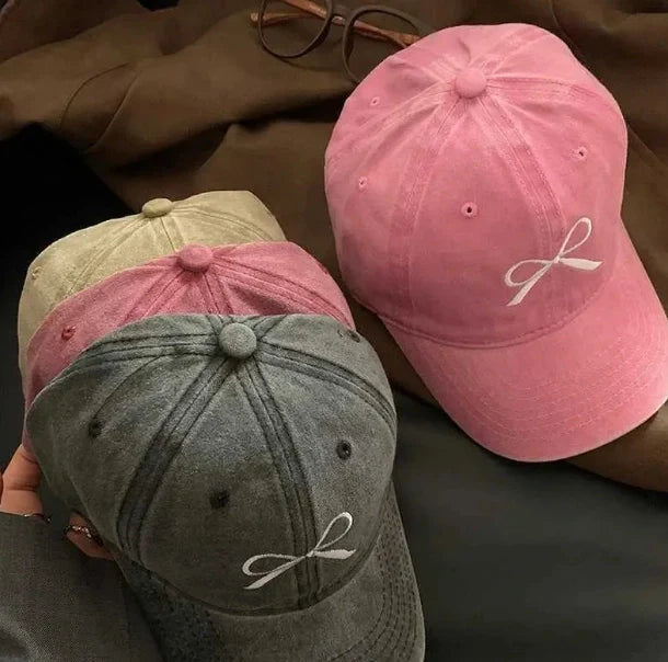 Women Embroidered Bow Baseball Hat