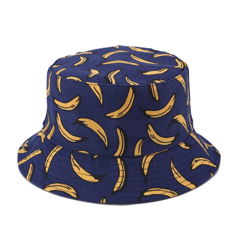 Banana Print Bucket Hat Reversible Packable Hat