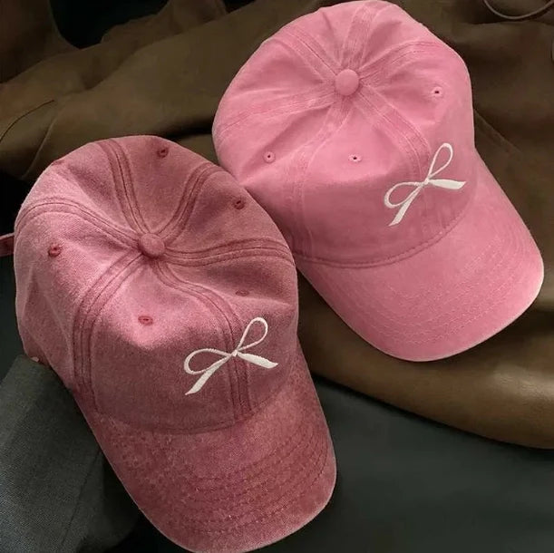 Women Embroidered Bow Baseball Hat