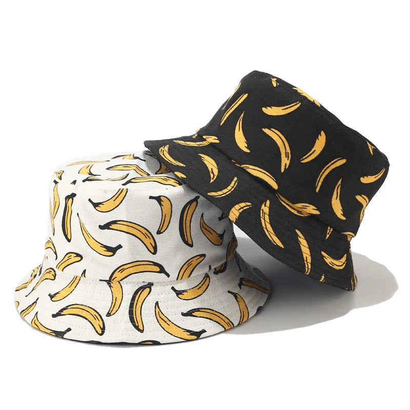 Banana Print Bucket Hat Reversible Packable Hat