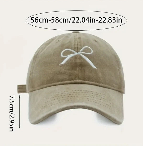 Women Embroidered Bow Baseball Hat