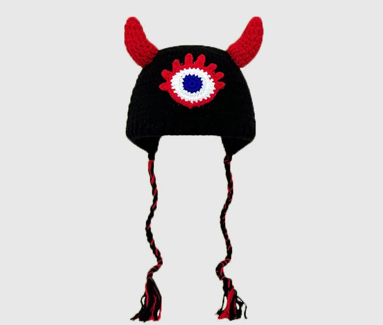 Winter Knitted Devil Hats Halloween Christmas Gifts Warm Monster Knitted Hat
