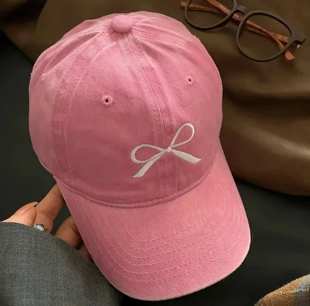 Women Embroidered Bow Baseball Hat