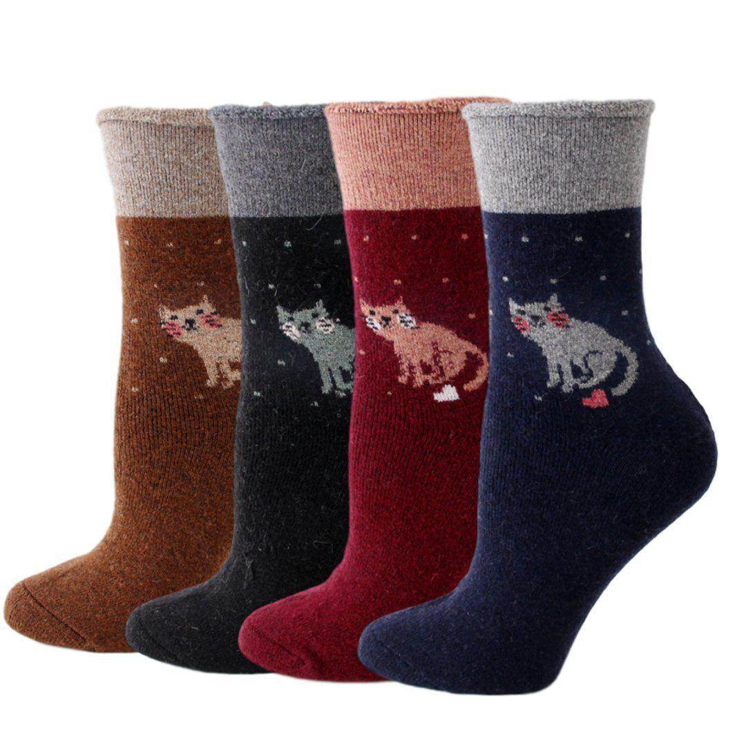 HEART KITTY EXTRA THICK AND WARM WOMEN'S WOOL SOCKS