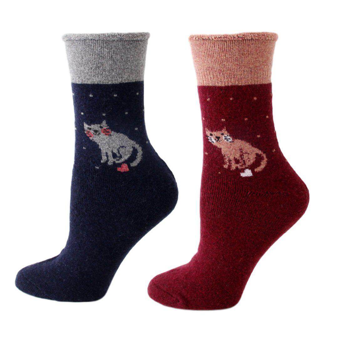 HEART KITTY EXTRA THICK AND WARM WOMEN'S WOOL SOCKS