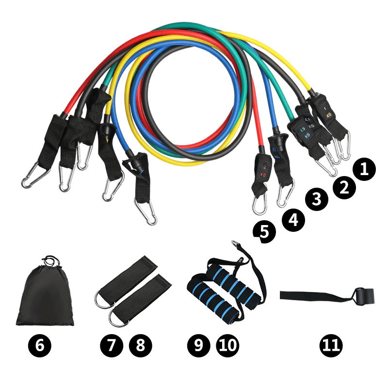 11PC Home Gym Resistance Bands Set
