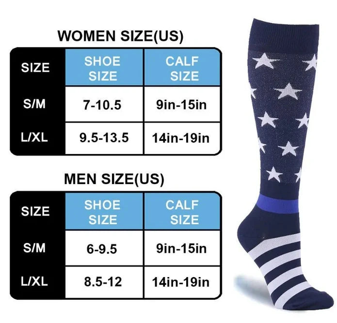 ROYALUCK 6 Pairs American Flag Socks Compression Socks for Women & Men