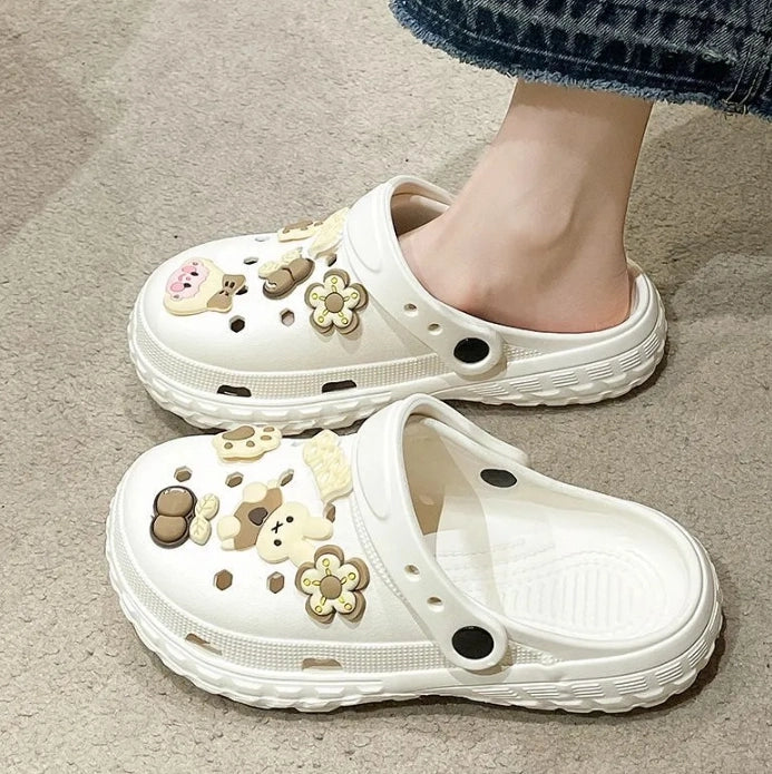 Unisex Summer Slipper Clogs Funny Dog Cute Cloud Print Beach Sandals for Home & Outdoor