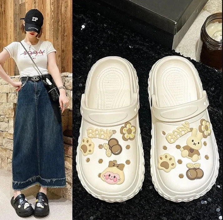 Unisex Summer Slipper Clogs Funny Dog Cute Cloud Print Beach Sandals for Home & Outdoor