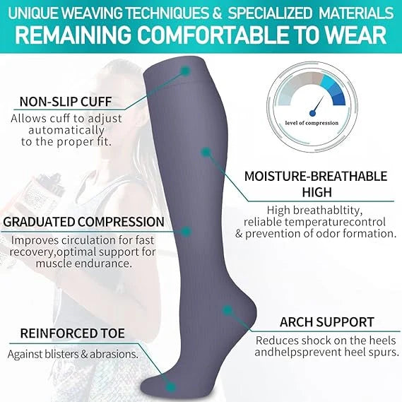 ROYALUCK 6 pairs Medical Compression Sock-Compression Sock For Women and Men Circulation