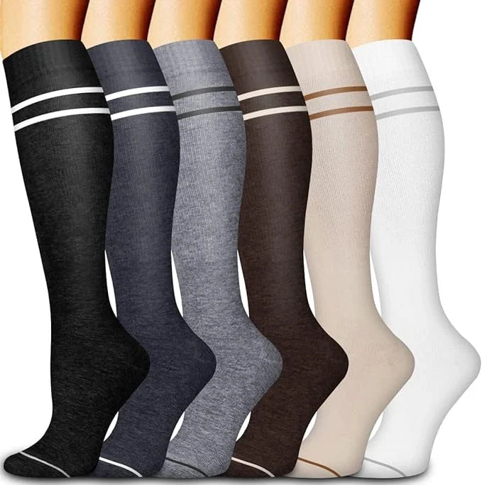 ROYALUCK 6 Pairs Best Support for Nurses, Running, Hiking, Recovery & Flight Compression Socks
