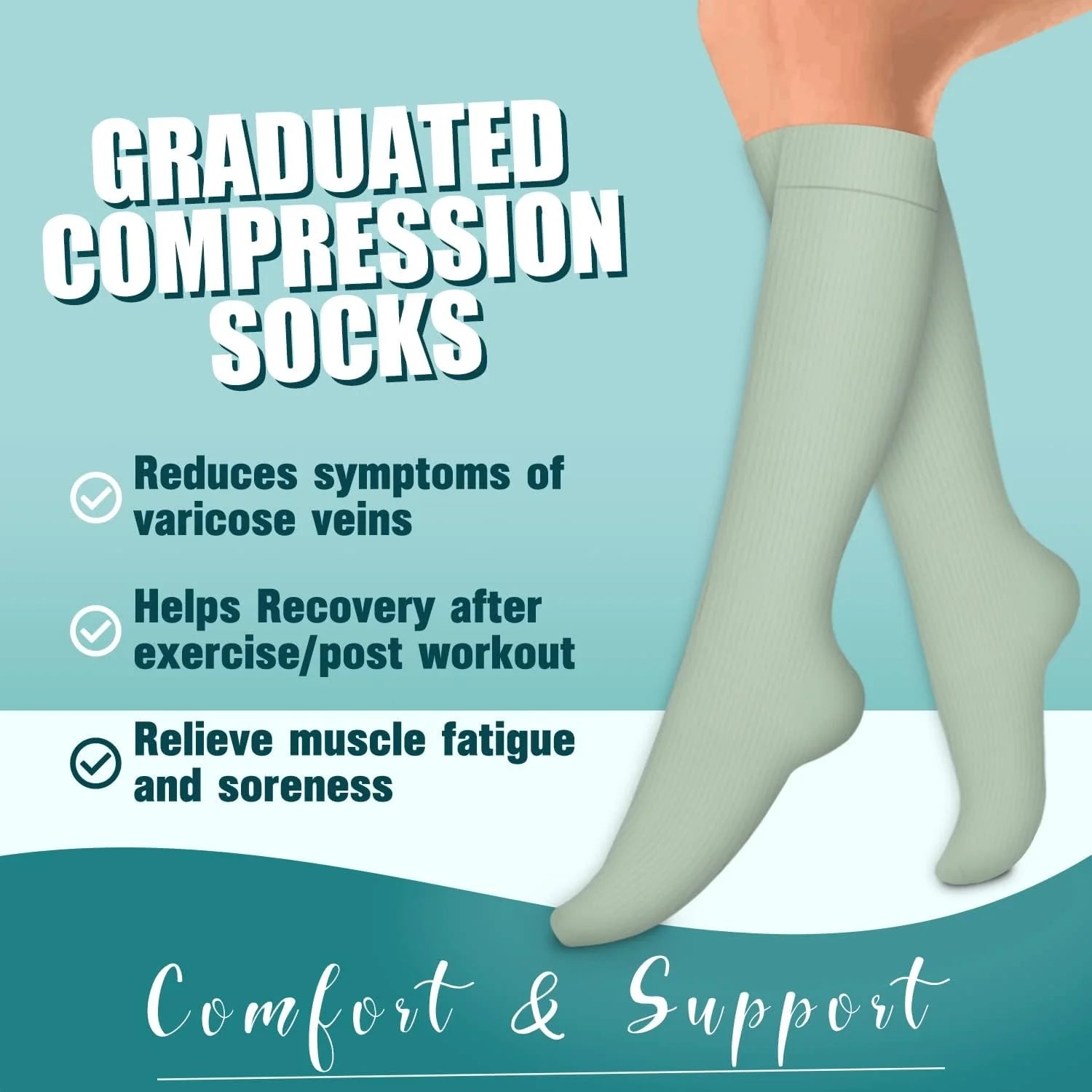 ROYALUCK 6 Pairs Sports Compression Socks Leg Support & Recovery Compression Socks