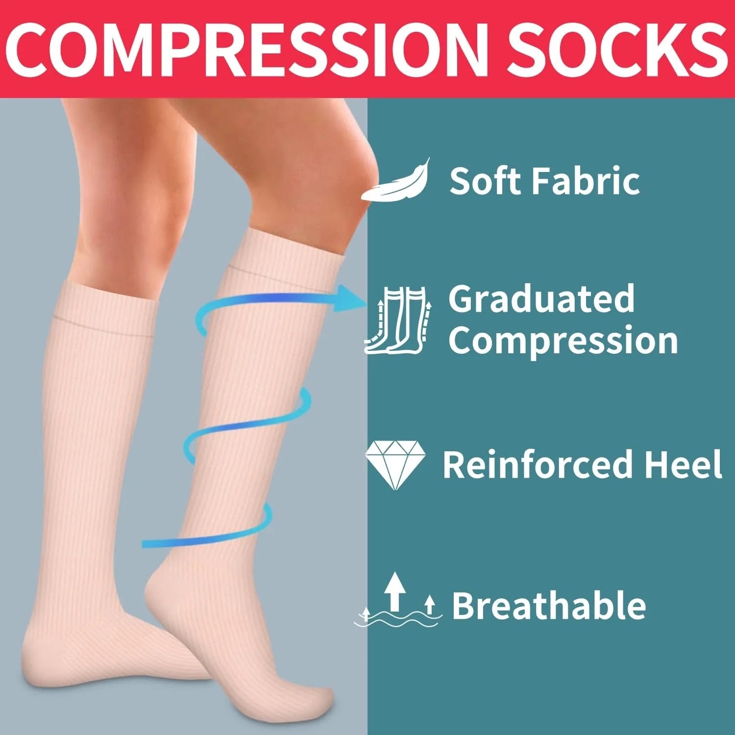 ROYALUCK 6 Pairs Sports Compression Socks Leg Support & Recovery Compression Socks