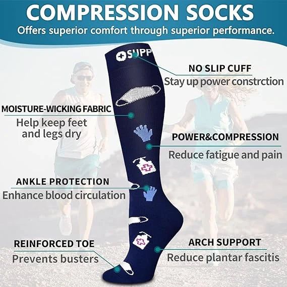 ROYALUCK 6 Pack Copper Compression Socks for Women and Men Circulation-Best Support for Medical, Running,Nursing,Athletic
