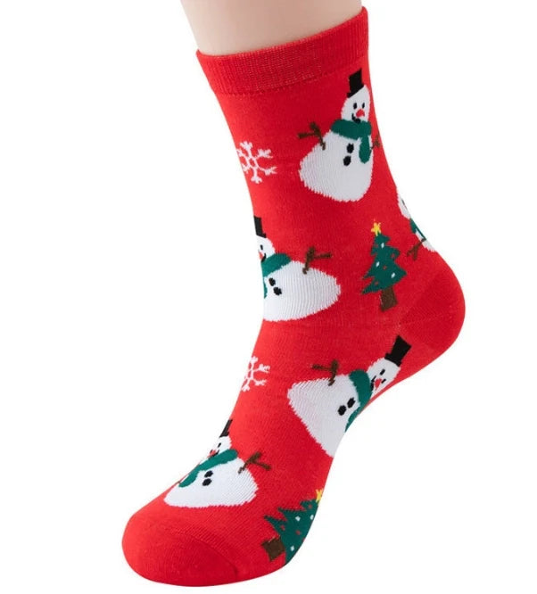 ROYALUCK 5 Pairs Christmas Socks Santa Claus Elk Snowman Gingerbread Man Cartoon Middle Tube Socks
