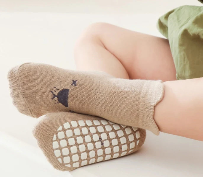 ROYALUCK 5 Pairs Cute Baby Non-slip Floor Socks With Grips Anti-Slip Crew For Infants Toddlers