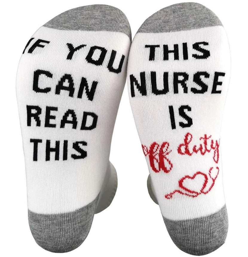 ROYALUCK IF YOU CAN READ THIS/ THIS NURSE TEACHER IS OFF DUTY Unisex Winter Mid-tube Cotton Socks