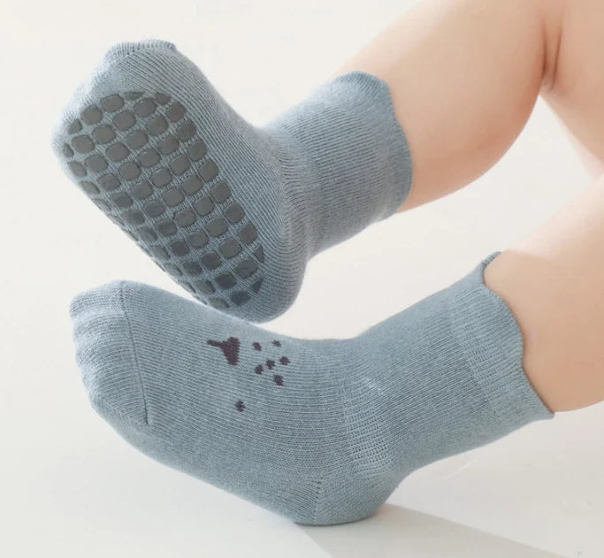 ROYALUCK 5 Pairs Cute Baby Non-slip Floor Socks With Grips Anti-Slip Crew For Infants Toddlers