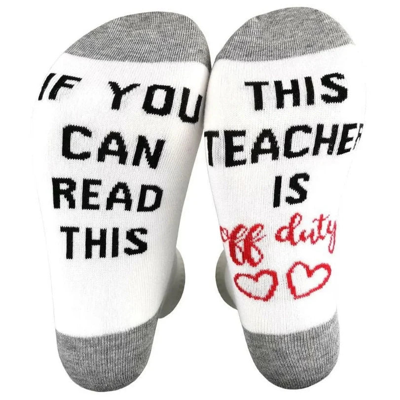 ROYALUCK IF YOU CAN READ THIS/ THIS NURSE TEACHER IS OFF DUTY Unisex Winter Mid-tube Cotton Socks