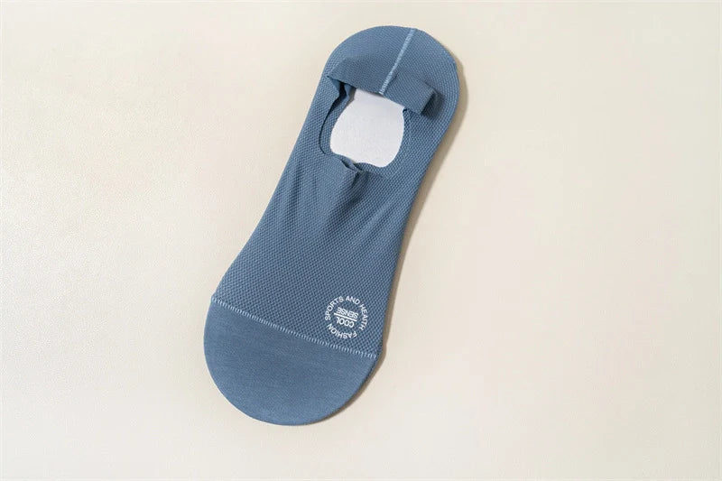 ROYALUCK Man Sock No Show Sock 4-Pack Boat Ice Silk Non Slip Ankle Sock