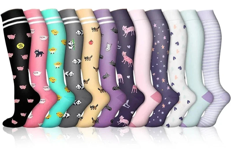 ROYALUCK 12 Pairs Graduated Compression Socks for Running, Athletic Sports(15-20mmHg)