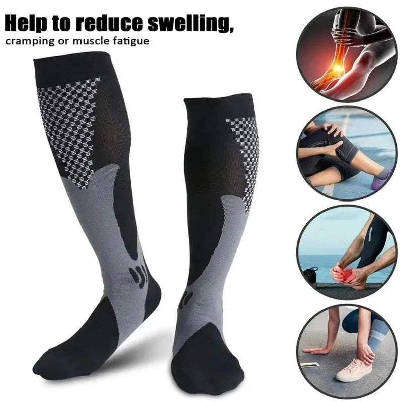 ROYALUCK 4 Pairs Plus Size Knee High Compression Socks for Women and Men
