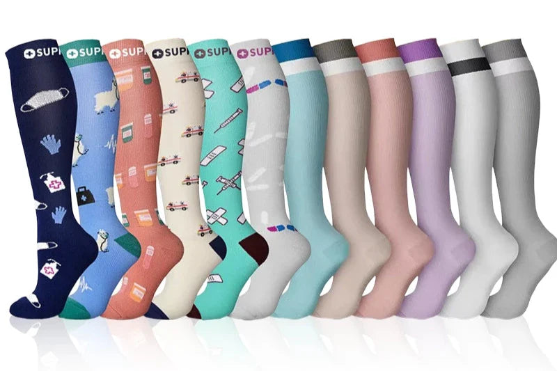 ROYALUCK 12 Pairs Graduated Compression Socks for Running, Athletic Sports(15-20mmHg)