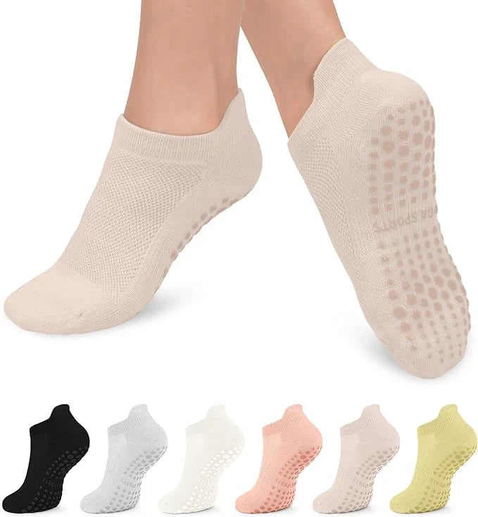 ROYALUCK 6 Pairs Grip Pilates Socks for Women, Non-slip Yoga Athletic Socks