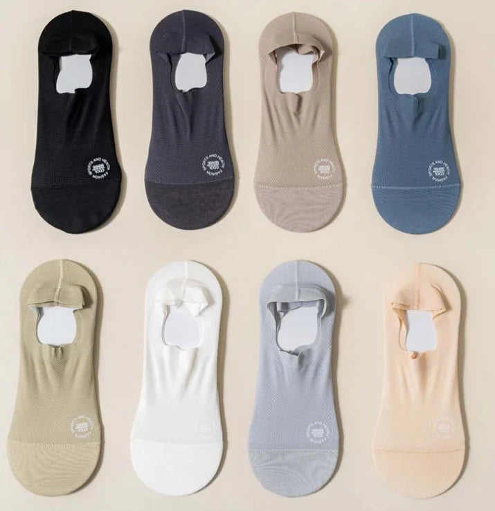 ROYALUCK Man Sock No Show Sock 4-Pack Boat Ice Silk Non Slip Ankle Sock