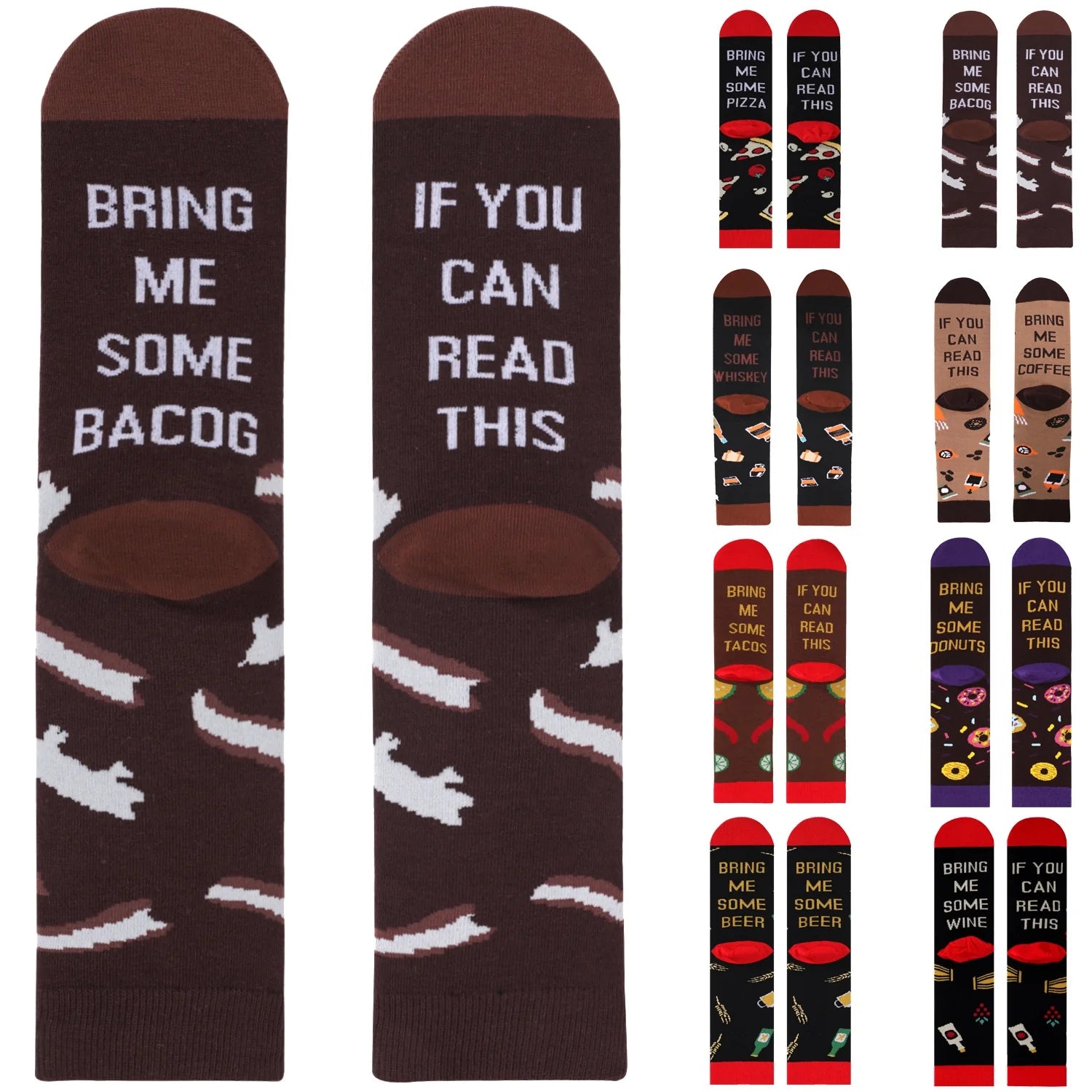 ROYALUCK Funny Christmas Gift IF YOU CAN READ THIS Bring Me Some Pizza Cotton Crew Socks