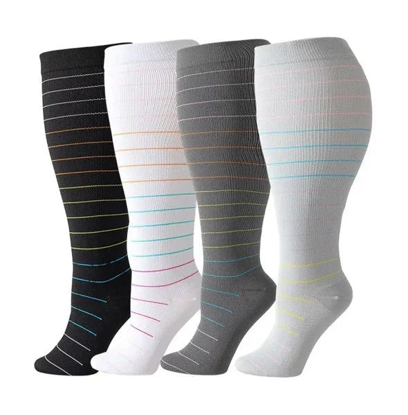 ROYALUCK 4 Pairs Plus Size Knee High Compression Socks for Women and Men